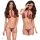Woman modeling red plaid strappy bikini set with choker, student uniform style slim-fit erotic lingerie for women.