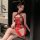 Vintage chinese qipao lingerie - sheer cloud brocade silk sleepwear with butterfly knot, elegant erotic nightwear
