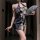 Seductive lace cheongsam lingerie featuring high-slit backless halter design, perfect for pure temptation with elegant floral...