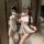 Qingran new chinese style cheongsam dress - lace asymmetrical wrap vintage sheer sleep gown with side slit