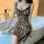Leopard print lace chemise set featuring sheer fabric, perfect for seductive sleepwear and intimate lingerie.