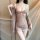 Qingran style lace lingerie set featuring sheer babydoll dress with lace detailing, perfect for plus-size comfort and elega...