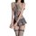 Sexy schoolgirl costume with mesh design, featuring a tie-front top and pleated skirt, perfect for seductive sleepwear outfit...