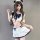 Sailor-style sexy lingerie set - sheer jk uniform costume for women, cute soft girl bedroom outfit with white top, navy bow, ...