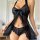 Sexy lace mesh nightgown set featuring halter neck design and side slit, perfect for women seeking elegant and stylish erotic...