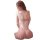 Woman wearing a pink low-cut push-up lace babydoll set with sheer fabric and underwire support, shown from the back.
