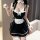 Sexy no-remove maid costume set featuring a cute playful design with a black dress, white apron, and ties, perfect for intima...