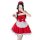 Anime maid costume dress featuring red and white colors with ruffles and a bow, perfect for cosplay events like anime convent...