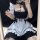 Japanese maid costume for women featuring a plus-size anime lolita dress with apron and headband set, perfect for cosplay eve...