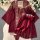 Sensual sheer lingerie sleep gown set featuring vintage chinese style hanfu design with floral patterns, elegant bow tie deta...