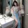 Sensual hanfu lingerie set featuring vintage chinese silk sleepwear with delicate embroidery, showcasing a provocative qipao-...