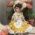 A charming bjd doll dressed in a princess outfit, featuring a yellow and white floral dress with lace details and a matching ...