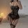 Pure & seductive womens sheer lingerie set - open-crotch lace sleepwear with bow detail for small bust