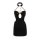 Chic chinese-inspired black cheongsam dress with floral embroidery, side slit, and halter neck design.