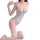 A woman poses wearing a sheer lace bodysuit, featuring a push-up design and open-crotch style, inspired by swimwear and sleep...