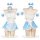 Blue lolita maid costume for women featuring a charming uniform with ruffled details, bows, and playful design elements perfe...