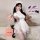 Vibrant cosplay outfit featuring a white nurse costume with lace details, high-slit design, and summer-ready mesh fabric. inc...