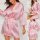 New -style black lace sleepwear set – sexy & comfortable two-piece lounge pajamas featuring a pink striped satin robe with a...