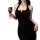 Elegant black slip dress featuring sexy halter neck design, sheer details, and waist-cinching silhouette. perfect for evening...