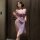 Seductive sheer lace dress with split design, perfect for romantic couple sleepwear or boudoir robes.