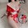 Sexy yukata-inspired costume featuring a red kimono with floral patterns, perfect for role play. includes matching undergarme...