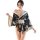 Sexy oriental dance-inspired no-remove sleepwear for women, featuring a black kimono with bow print design, perfect for plus-...