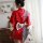 Sexy red japanese kimono with floral patterns, perfect for role play outfits. plus size design features elegant bow tie and f...