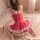 Red maid costume dress featuring lace details, perfect for sexy ol style princess sleepwear with bow and ties ideal for new y...
