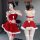 Sexy red velvet christmas-themed lingerie set featuring off-shoulder corset and matching skirt with reindeer antlers, perfect...