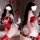 Sexy christmas bunny costume for women - hot catwoman bodysuit outfit, naughty holiday cosplay lingerie set featuring red lac...