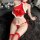 Xianyi sensual chinese-inspired lingerie set – pure & alluring three-piece doudou outfit for women featuring red lace with wh...