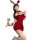 Red sexy bunny girl costume - sparkly tight mesh bodysuit & skirt set, perfect for new years eve outfits