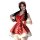 A woman wears a festive red polka dot dress with white fur trim, paired with a matching headband and bralette, perfect for ne...