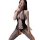 Woman wearing black mesh bodysuit with open crotch and fishnet stockings from qingyege 8055 collection.
