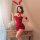 Sexy red sequined dress with bunny ears, perfect for dragon year new year celebrations and festive occasions.