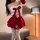 Sexy christmas bunny girl costume featuring mesh bodysuit and mini dress, perfect for role play, nightclub, or new years eve ...