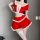 Sexy bunny girl christmas outfit - red furry lingerie set with white trim for holiday party & new years eve