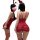 Sexy red rabbit girl lingerie set featuring ruched design, festive bunny ears, and stockings for pure temptation sleepwear.