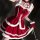 Sexy christmas dress with fluffy white trim and bow, perfect for holiday parties.
