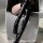 Glowing punk knee-high leg sleeves featuring shiny patent leather, anime cosplay thigh highs with cross detail.