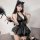 Genuine yun sexy pu halter mini skirt devil cosplay outfit - japanese anime pure & spicy uniform set featuring a black halter...