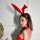 Leather bunny ears headband featuring adorable handmade red rabbit ears, perfect for cosplay events, parties, and photoshoots...