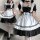 Adorable japanese lolita maid dress featuring soft black and white colors with ruffled details, perfect for cosplay or daily ...