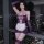 Adorable maid costume set featuring sheer lingerie bodysuit with thong back and peekaboo design, perfect for playful elegance...