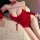 Sexy red christmas-themed sleep dress with seductive split design and no-remove chain detail, perfect for festive allure.