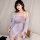 A woman models a lavender butterfly bow vintage lingerie nightdress, featuring a sexy deep v backless design and built-in pad...