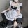 Sexy lace maid costume featuring a seductive sheer apron with adjustable straps, perfect for role play outfits.