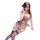 Woman wearing chaomu alluring lace lingerie set with underwire, removable pads, and garter straps for sensual bridal or date ...