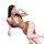 Woman wearing chaomu seductive lingerie set with lace eye mask, hook-neck bra, and gartered stockings.