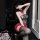 Woman wearing chaomu sexy strapless bodysuit, a pure and tempting high-waisted lace chemise with red accents and black stocki...